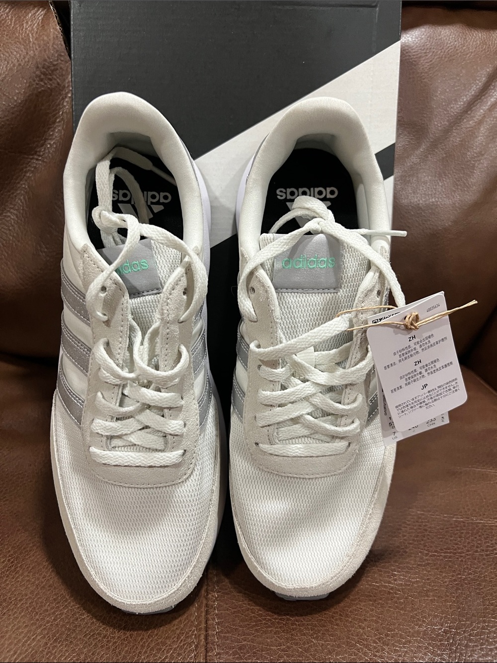 adidas Women’s Run 70s Sneakers in Cream and Light Gray - Picture 3 of 12